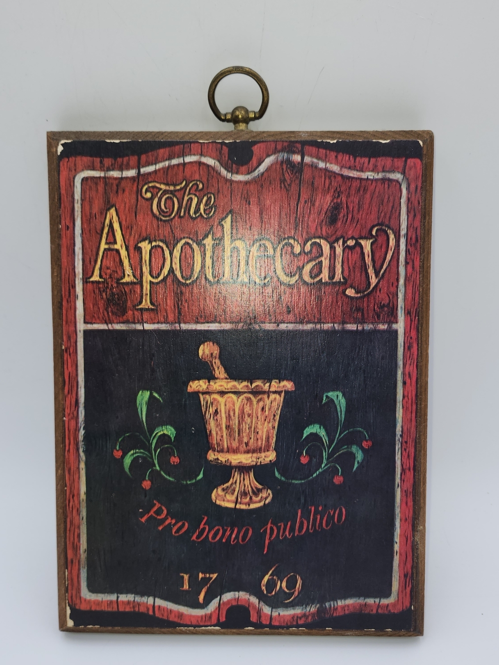 Vintage Wood Pharmacist The Apothecary Sign Sign Mortar Pestle Hanging Decor